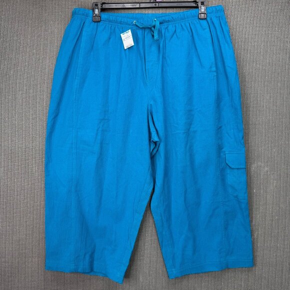 White Stag Womens Plus Size 18W/20W Blue Stretch Capri Pants Drawstring Waist - Picture 1 of 11